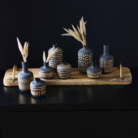 Hello Honey® Black & Gold Decorative Stoneware Vase Set